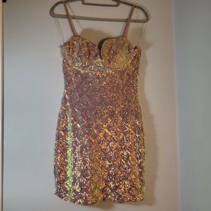 Fashion Nova Formal Sequins Stretch Dress Size Large